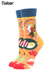 Women Happy Funny Socks With Lattice Print Avocado Pizza Food Skateboard Harajuku Korean Simple Socks New Fashion
