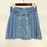 New Star Fashion Double-Dbuttoned Lion Buckle Folding Folded Denim Half Skirt