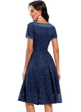 Lace Short Sleeve A-line Bridesmaid