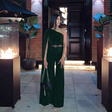 Fashion Elegant Solid Color Drape Jumpsuit Asymmetrical Design For Women Casual Wear Evening Party