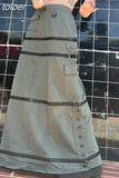 Irregular Pockets Zipper Detachable Maxi Cargo Skirt Trending Rave Clothes Women Y2k Elastic Waist Long Skirt