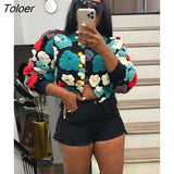 Winter Vintage 3D Flower Patchwork Cropped Jacket Button Cardigans Women Streetwear Fashion Outwear New Women