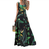 Printed Bouquet Waist Sleeveless Dress plus size clothing for women vestido de mujer boho