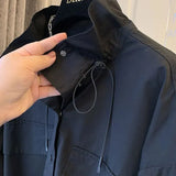 Autumn Stand Collar Blouse Commute Korean Loose Female Clothing Stylish Button Drawstring Basic Casual Long Sleeve