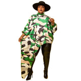 Size Tops L-4xl Wholesale Long Sleeve Shirts for Women Camouflage Loose Casual Irregular Hem Polyester Blouses