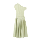 New Summer Dress With A High Waist And A Slim, Asymmetrical Long Dress In Solid Color-Outfit