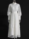 French Classical Style 2025 New Temperament Design Embroidered Laces To Show Thin Solid Color Dress