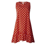 Dot Dress Women 2020 New Summer Beach Casual Dress Plus Size Sleeveless yellow Loose A-Line Midi Beach Dresses