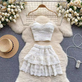 Temperament Sweet Age Reduction Short Sling Vest High Waist Fluffy Cake Skirt 2025 New Summer
