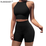 2 Piece Set Women Tank Top And High Waist Shorts Set Suit Summer Night Club Sexy Set Casual Ladies White Tracksuit