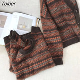 Pullover Patchwork Loose Lantern Long Sleeve Women Simple Knitted Sweater Elegant All-match Oversize Streetwear Clothes 319-1-Outfit