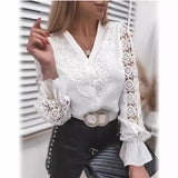 2025Wish Exploding Shirt New Solid Color Lace V T-Shirt Women's