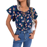 Wind Shooting Spring And Summer Leisure Loose Lotus Leaf Side With Chiffon Shirt Women's