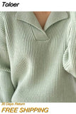 Winter Women Knitted Ribbed Loose Cashmere Sweater V-neck Long-sleeved Oversize Pullovers Solid Sweater Women