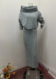 The Autumn Of 2025, The New Fashion Knitted Shoulder Collar Skirt Two-Piece