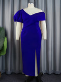 Fashion Lantern Sleeve V-Neck Dress Party Elegant Pure Black Dress Dress