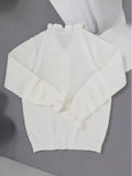 Spring And Summer Autumn Long-Sleeved Lotus Leaf Edge V-Neck Knitted