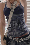 Fairy Grunge Black Ribbed Tank Top Gothic Y2k Clothes Aesthetic Hippie Crop Top Summer Camisole Streetwear