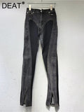 Women's Denim Pants Contrast Color Slim Split Patchwork High Quality Thin Pencil Pants 2024 Summer New Fashion 11XX4831-Outfit