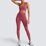 2 Piece Sport Gym Clothes Fitness Set Squat Proof Pant Seamless Leggings Sport Bra Sportwear Crop Top Active Workout