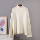 Warm Cashmere Sweater Women 2020 New Soft Crimped Neckline Loose Pullovers Korean Coffe Khaki Knitted Female