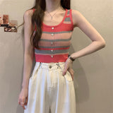 Slings Women's Summer New Sexy Vest Wearing High-Waist Short Sweet Hot Girls Pure Sleeveless