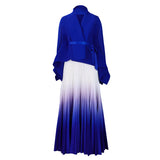 African Women's Autumn Large-Size Fashion Elegant Bat Sleeve Top Gradually Changed Half-Dressed Skirt