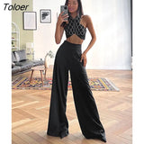 Fashion Classy Women Palazzo Pants High Waist Floor-Length Satin Trousers Spring Summer 2022 High Street Baggy