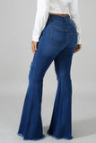 Blue High Waist Bell Bottom Ripped