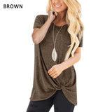 T-shirt Women Summer Tie Tops Tee Casual Simple Short Sleeve Female tshirt Large Size Women Clothes camisetas