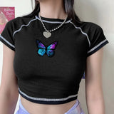 Angel Printed Short Sleeve Crop Top T Shirt Women Summer Clothes Cute Print T-shirt Ladie Streetwear Tee Shirt