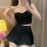 Hot Babes Short Super Fire Small Sling Vest Woman With Hong Kong Flavor New Summer Wrapped Chest Bottom Outside To Put On