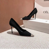 With Skirt Single Shoes Black Pointed High Heels Female Fine Heel 2025 Summer Season New Temperament