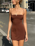 Spaghetti Strap Slip Mini Dress for Women Summer Outfits Elegant Sleeveless Party Y2K Sexy Dresses