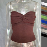 Spring And Summer Women's Explosive Pure Color Cross-Knitted Knitted Bra Vest