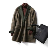 Premium Hand-stitched Wool Coat Women Double-sided Cashmere Jacket Spring Autumn Plaid Woolen Outwear Casual Tops
