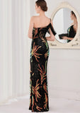 Sequin One Shoulder Slit Long Evening
