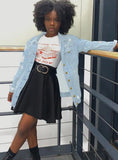 Blue Long Sleeve Button Up Denim Jeans