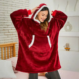 Hoodie Blanket With Sleeves Plaid Sweatshirt Winter Fleece Pullover Female Sherpa Giant Moleton Hoody Sweat Femme