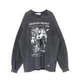 HOUZHOU Grunge Vintage Gray Women Hoodies Y2K Aesthetic Harajuku Streetwear Female Sweatshirt E Girl Oversized Print Long