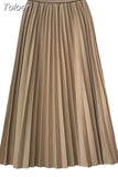 Women Chic Elastic Fashion A Line Elegant College Style Casual Solid Color Office Temperament Spring Summer Pleated