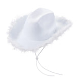 Feather Trim Cowboy Hats with Colorful LED Light Fun Club Party Disco Pink Cowgirl Hat for Women Men-Outfit