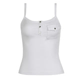 Co-Working Style Pocket Half-Open Casual Sling With Hot Girls Street Solid Color Slim Thin