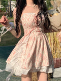 Floral Sexy Dress Women Summer Print Party Mini Dresses Female Holiday Bandage High Waist Korean Fashion Strap
