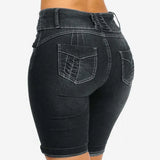 Shorts Women High Waisted Jeans Woman 2021 Summer Clothes Skinny Short Pants Streetwear Casual Button Washed Short