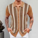 Men's Men's Casual Striped Jacket T-Shirt Short-Sleeved Knitwear POLO Shirt