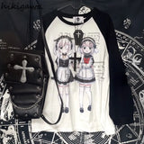 Tshirts Women Cartoon Print Long Sleeve Tees 2023 Ropa Mujer Oversized Tops Casual Chic Y2k T Shirts Clothes for Teens-Outfit