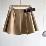 Women's Belted Pleated Mini Skirt Kawaii Short