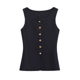 Explosion Women's Fashion Vest Gold Buckle