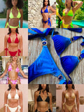 Three-Point Strap Bikini Split Swimsuit Woman 2025 New Multi-Color Bikini